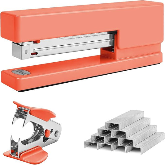 Office Desktop Stapler - 25 Sheet Capacity with 830 Staples and Staple Remover,Staplers for Desk,Non-Slip for School, Home, Orange