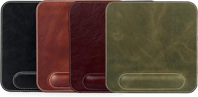 Londo Top Grain Leather Mouse Pad with Wrist Rest – Ergonomic Support, Non-Slip Base, Smooth Surface