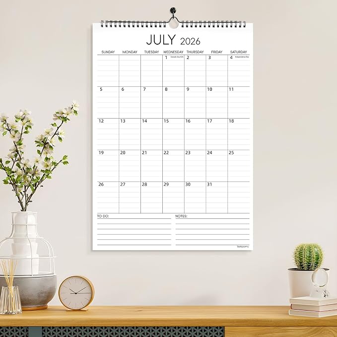 Calendar 2026-2027 Wall Calendar, July 2026 - December 2027, Large 12" x 17", 18 Months Calendar with Hanging Hook for Home Office
