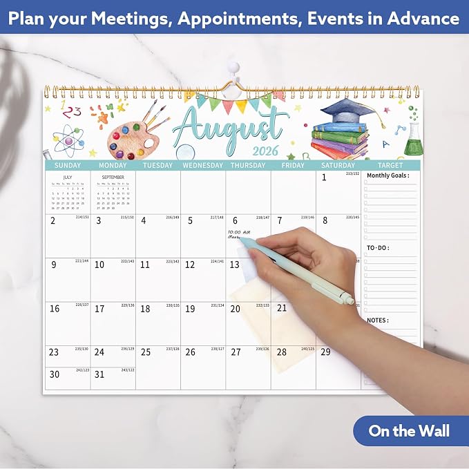 2026-2027 Wall Calendar, 14.5" x 11.8" 18 Month Watercolor | July 2026-December 2027 120Gsm FSC-Certified Paper Monthly Calendar, Twin-Wire Binding, Ruled Blocks, Holiday Reference
