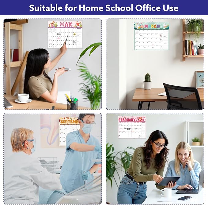 2026-2027 Wall Calendar, 14.5" x 11.8" 18 Month Festival | July 2026-December 2027 120Gsm FSC-Certified Paper Monthly Calendar, Twin-Wire Binding, Ruled Blocks, Holiday Reference