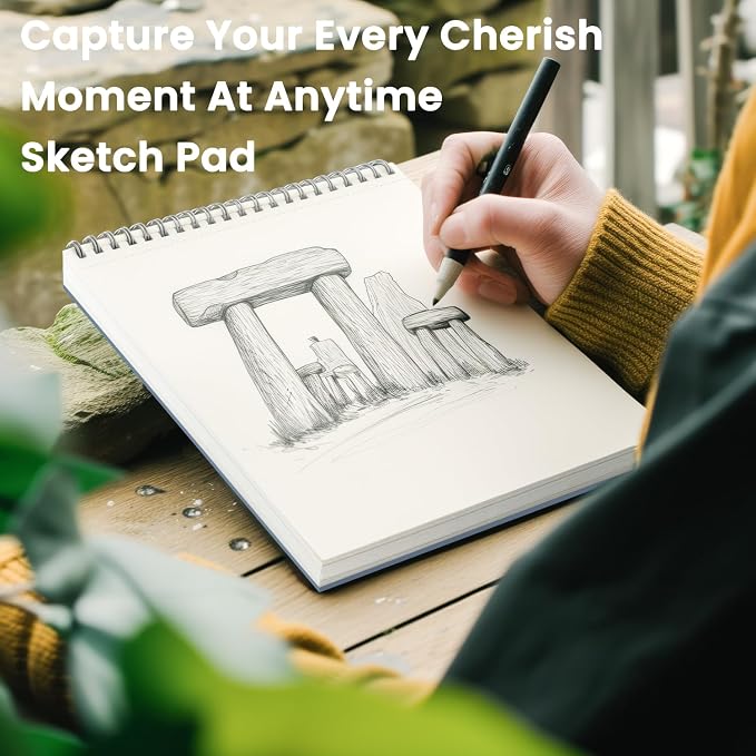 Cewei Drawing Pad 9x12, 100 Sheets Hardcover Spiral Bound, 68lb/100gsm White Paper Drawing Pad for Kids.