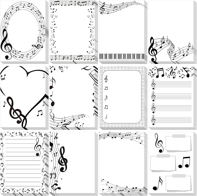 Chiisong 12 Pcs Music Sticky Notes Musical Note Pads Funny Memo for Music Teacher Appreciation Gifts Party Favor Musical Message Reminder Christmas Small Supplies Home Office