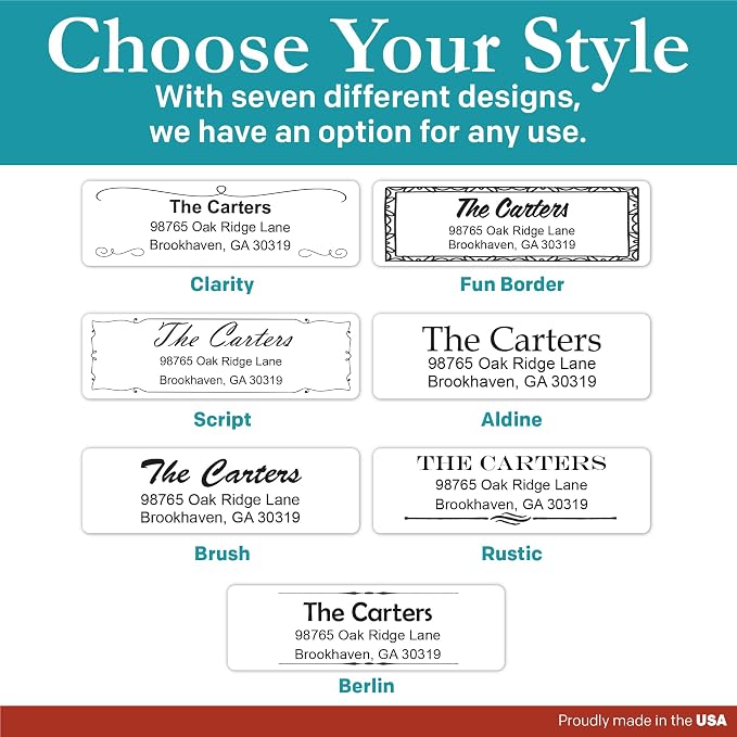 Personalized Return Address Labels - Black and White Custom Address Stickers on Sheets (50-1000 Labels)