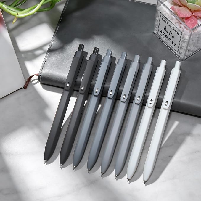 Vitoler Black Ink Gel Pens, 8pcs 0.5mm Smooth Writing Pens with Fidget | For Women, For Teachers, For Nurses, Quick dry, Liquid Ink, For Badge, Felt Tip, Medium Point, For Journaling, Cute