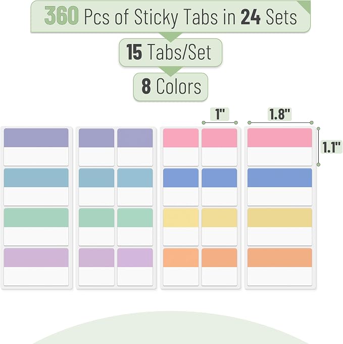 Mr. Pen- Sticky Index Tabs, 360 Pcs, Colorful Sticky Tabs for Notebooks | Page Markers, Page Tabs for Binders, Page Tabs Sticky Tabs for Books, Notebook Tabs, Book Sticky Tabs for Notebooks