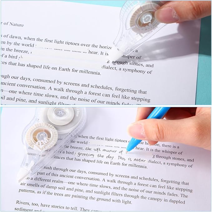 AmazingSpark 30 Pcs Correction Tape Bulk 39.4 ft White Wrong out Tear-resistant Instant Corrections Easy to Use Applicator for School, Office, Note Taking, Journal, Tape Width 0.2in (Clear)