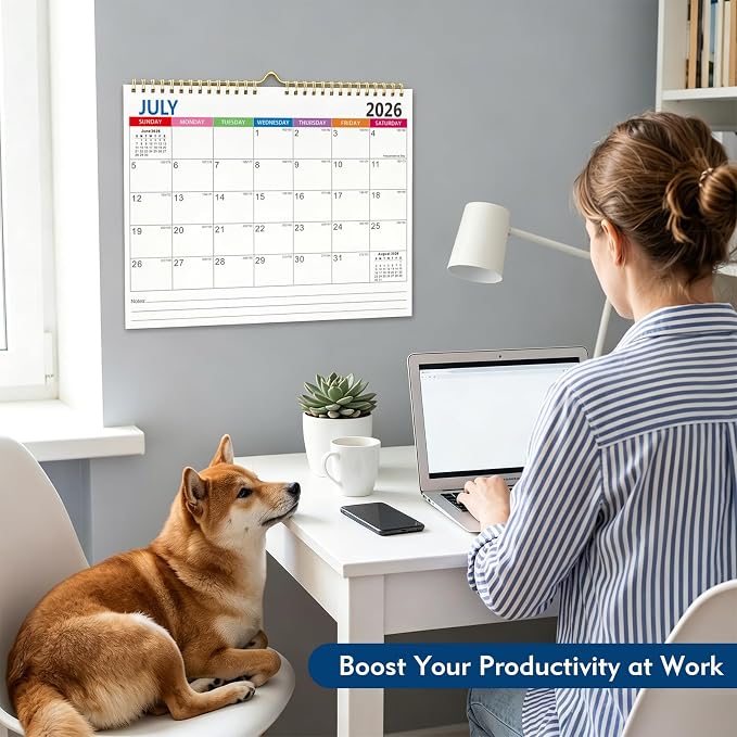 Comix 2026-2027 Wall Calendar, 18 Months Jul 2026 - Dec 2027 Monthly Planner, 120 GSM Thick Paper Lined Blocks, Hanging Calendar for Home Office Classroom, 14 x 11 Inch