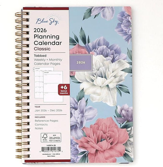 Blue Sky 2026 Weekly & Monthly Planner Calendar, 5"x8", Tula | January 2026 - December 2026, Flexible Frosted Cover, Durable Twin Wire Binding, Laminated Tabs