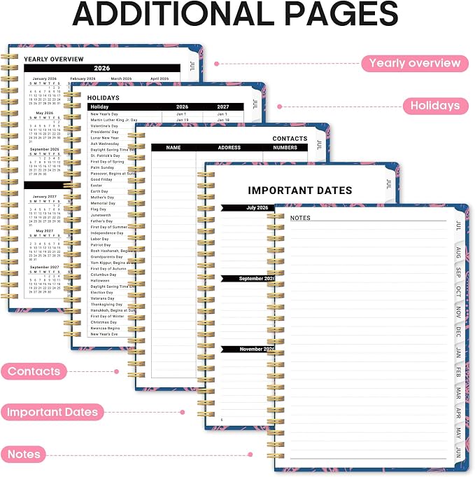 Planner 2026–2027, Weekly & Monthly Academic Organizer for School Year, Jul 2026–Jun 2027, Hardcover Planner with Tabs, Back to School Essential, 6.3" x 8.5", Coastal Whispers