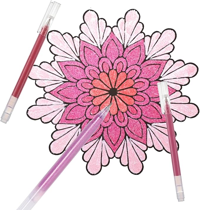 Red Pink Gel Pens Set,24 Colored Gel Pens Glitter Metallic Pastel Morandi Neon Color Gel Pen More Ink Colored Gel Pens for Adults Coloring Books Drawing, Doodling, Scrapbook, Journaling