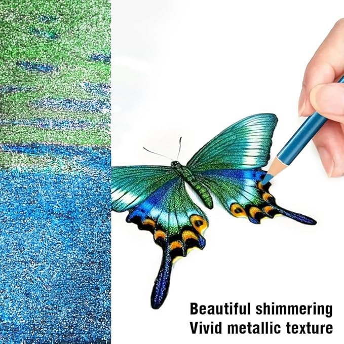LBW 50 Metallic Colored Pencils Set Metallic Pastel Pencils for Adults Coloring Beginners Artists