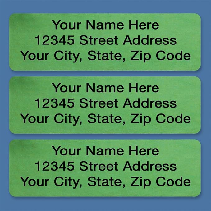 Colorful Images Green Metallic Foil Rolled Return Address Mailing Labels with Dispenser, Customize with Name & Shipping Address, 250 Self Adhesive, Easy Peel Sticker Label Roll, 3/4" x 2 1/2"