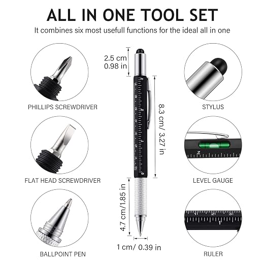 Weewooday 10 Pieces 12 Inch Architectural Scale Ruler Aluminum Triangular Engineering Ruler Scale with 6 in 1 Multitool Pen Ballpoint Pen for Architects, Draftsman, and Engineers