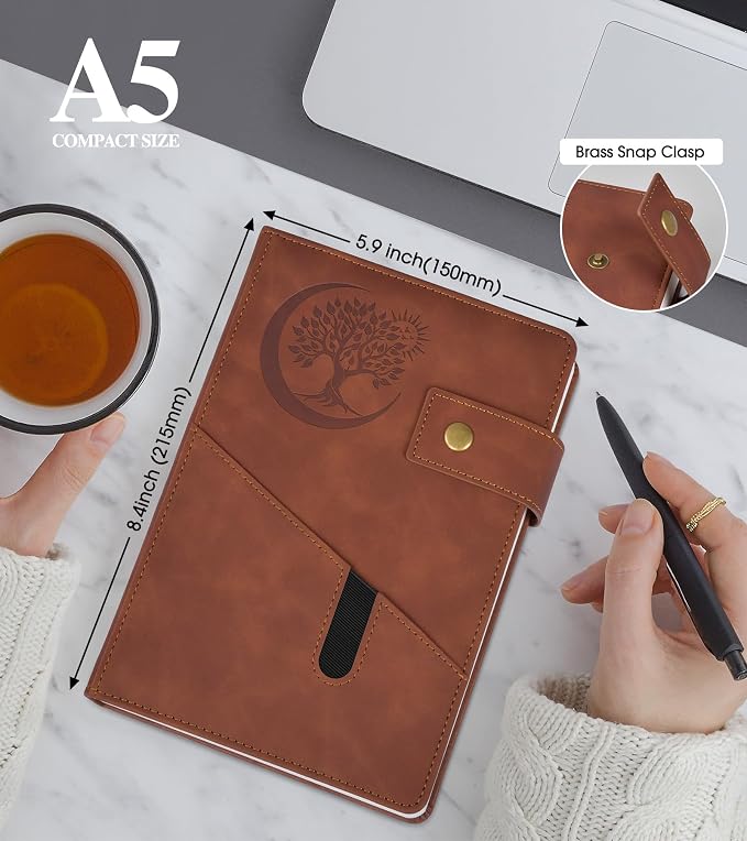 PAIBAS Lined Journal Notebook for Men, A5 Leather Journals for Writing Women, Hardcover Notebooks for Work,School,Note Taking,Travel,Business,Personal daily Diary,200 Page College Ruled (5.9" x 8.4")