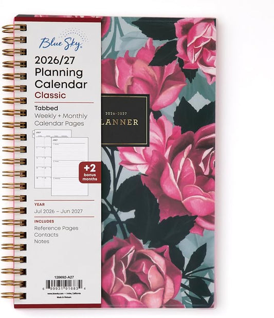 Blue Sky 2026-2027 Weekly & Monthly Academic Planner, 5"x8", Roosevelt Pink | July 2026 - June 2027, Flexible Cover, Wirebound, Laminated Tabs, Academic Year