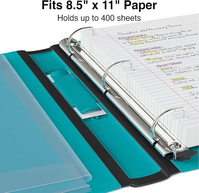 Staples Better Binder 1.5-Inch D-Ring View Binder, Reinforced Spine, Holds Up to 350 Sheets, Teal, for Office & School
