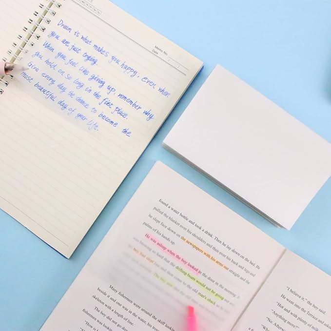 Transparent Sticky Notes Pad 3x5 Inch, Clear Sticky Notes for Books Message Reminder, Waterproof self-Adhesive Translucent Sticky Notes, 10 Packs 500 Sheets
