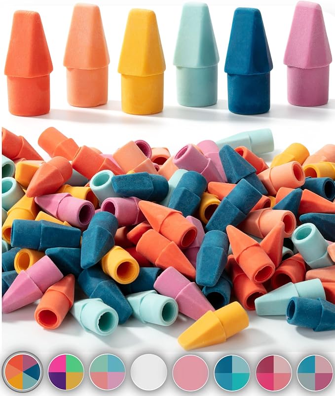 Mr. Pen- Pencil Eraser Toppers, 120 Pack, Vintage Colors, Cap Erasers | Pencil Top Erasers, Eraser Tops