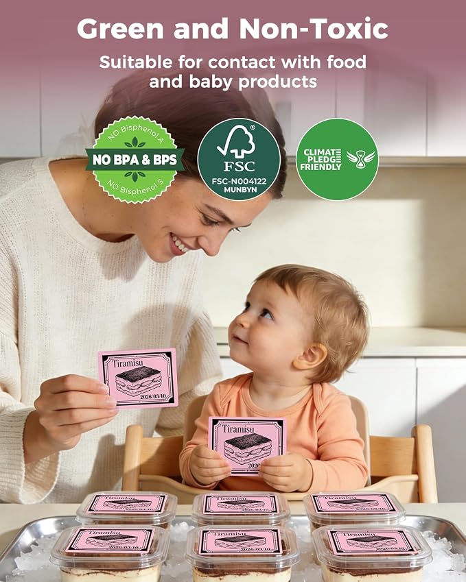 MUNBYN 4x3 Thermal Labels, 500 Sheets/1 Roll, Pink | Strong Adhesive & Perforated, Non BPA&BPS for Small Business, Shipping, Bakery, Clothing