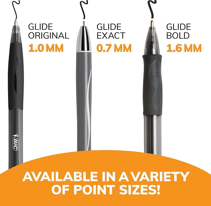 BIC Glide Black Retractable Ballpoint Pens, Medium Point (1.0mm), 4-Count Pack, Ultra Smooth Writing Black Pens