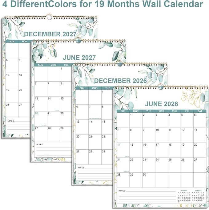 2026-2027 Calendar - Calendar 2026-2027 from July 2026 - December 2027, 18 Months Calendar/Planner with Thick Paper, 12" x 14.5", Vertical, Leaf