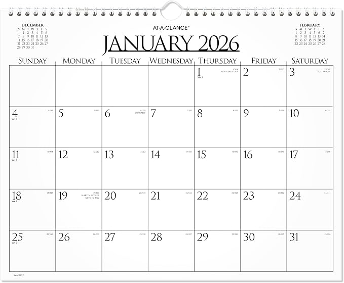 AT-A-GLANCE 2026 Wall Calendar, Monthly, 15" x 12", Medium, Business (997-1-26)
