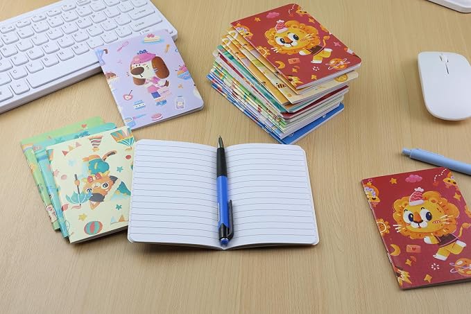 24pcs Mini Notebooks,3.5" x 5" Pocket Notepads,Small Journal for School Office Home Travel Gift Supplies(Animal)