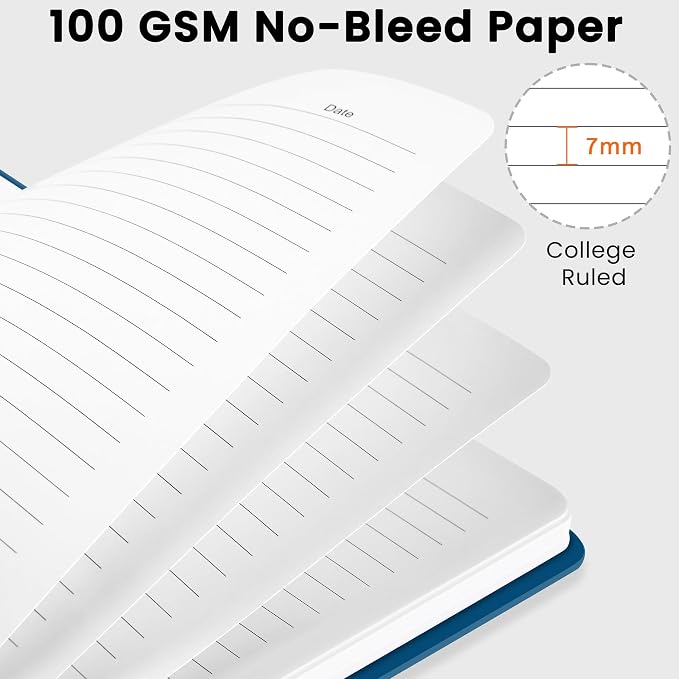 CICPAP Lined Spiral Journal Notebook, A5 College Ruled Notebook for Journaling, Note-Taking, and Daily Planning, Durable Hardcover with an Elegant Design, Navy