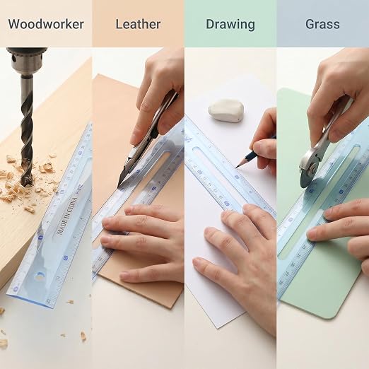 Grevosea 2 Pack Clear Plastic Ruler 12 Inch Straight Rulers with Centimeters and Inches Shatterproof Ruler Set for School Office Home Supplies Transparent Measuring Tool (Light Blue)