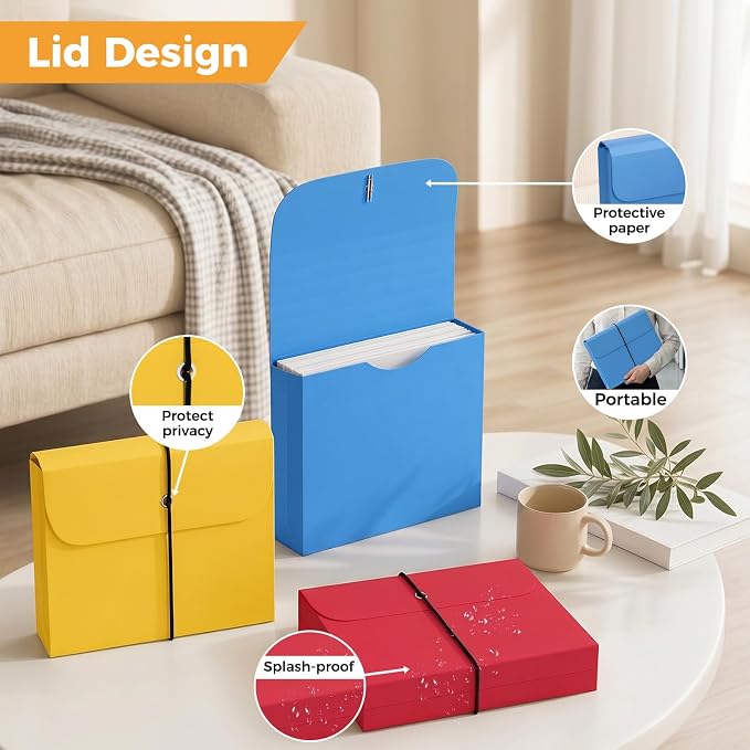 Ansook Plastic File Jackets, Expandable File Folders Letter Size with 2" Expansion, File Folder Organizer with Flap & String Tie, 12 Pack Poly Pocket File Folders for Office School Home – 12 Colors
