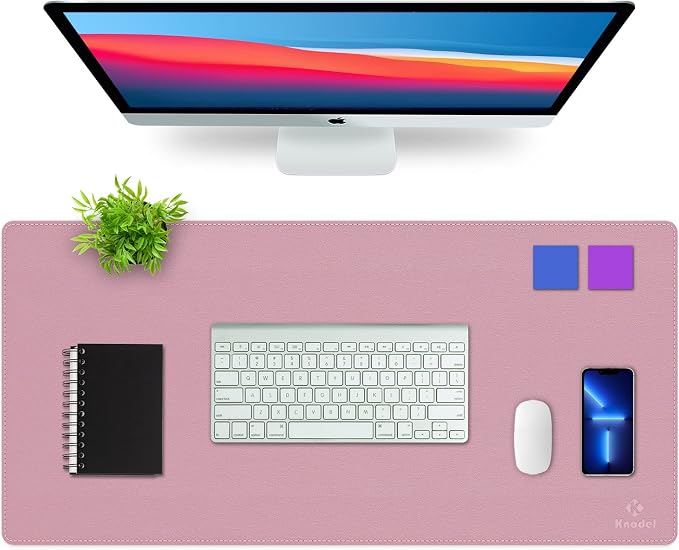 K KNODEL Large Sewing Leather Desk Mat, Desk Pad (Purple, 35.4" x 17") | Mouse and Keyboard Pad, PVC Computer and Laptop Mat, Desktop Protector and Cover, Writing Pad and Blotter for Home Office
