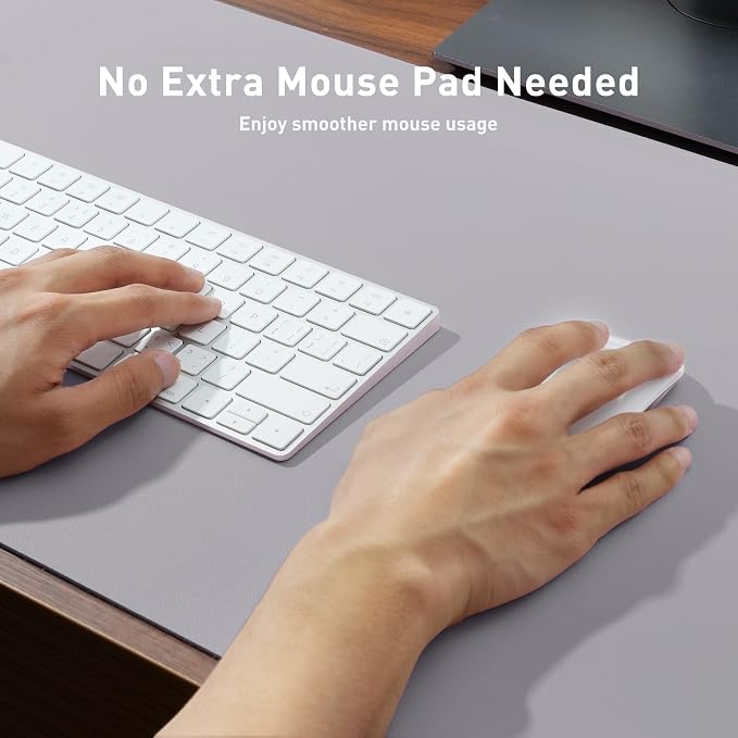 Aothia Large PU Leather Desk Pad Protector - Non-Slip Mouse Pad & Writing Mat for Office/Home, Waterproof, Easy to Clean (23.6" x 13.7", Smoky Lavender)
