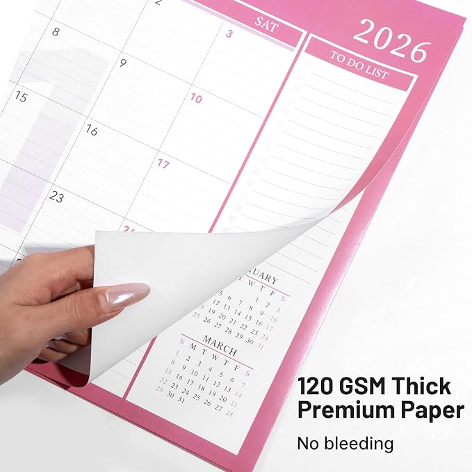 Yoment Desk Calendar Refill 2026-2027, Jan 2026-June 2027, Large 10"x16" Monthly Planner with to-do Lists 18 Months Calendar for Office School Home, Pink