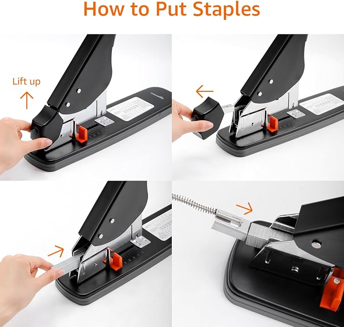 Amazon Basics Effortless Heavy-Duty Stapler, 210 Sheets High Capacity, Large Office Stapler with 1000 Staples, Black