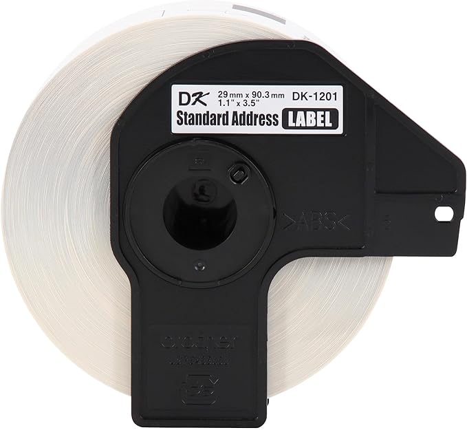 Brother Printer Genuine Die-Cut Standard Rolled Address Labels QL Printer, (DK12013PK), 3 Pack Roll