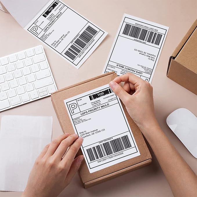 9527 Product Fanfold 4 x 6 Direct Thermal Labels White Perforated Shipping Labels, 1000 Label per Stack,1 Stack