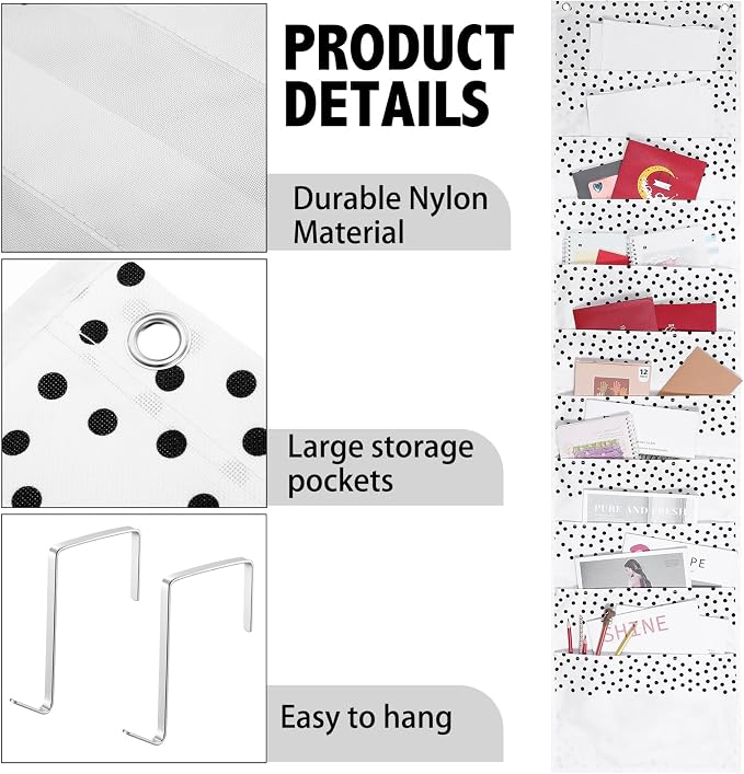 MotiMind Boho Styles 10 Pockets Wall Hanging File Folders File Storage Pocket Chart for Classroom Hanging Wall Organizer with 2 over The Door Hangers, 58" x 14" for School Classroom Office Home