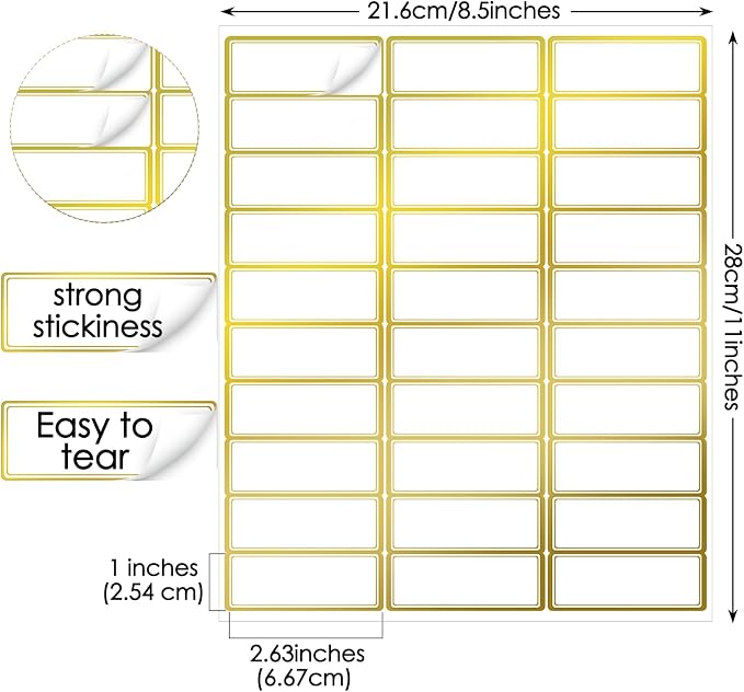 Geyee 1800 Pcs Fluorescent Address Labels Colored Address Labels 1'' x 2-5/8'' Neon Color Printable Stickers for Printer Return Mailing Shipping Message (Gold and White)