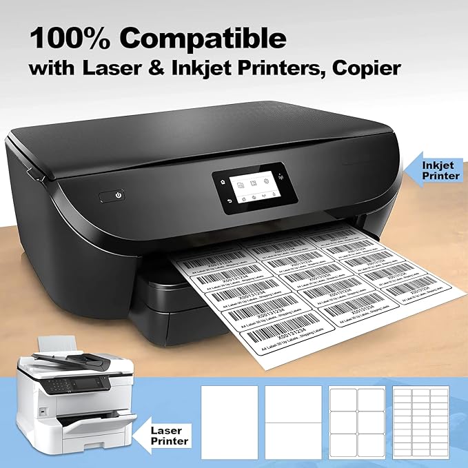 500 Sheets 15000 Pcs 30 Up 1" x2-5/8 Shipping Address Barcode Labels for Laser & Inkjet Printers, 1x2.625 FBA Labels on US Letter, 30 per Sheet Return Address Labels, 30 per Page