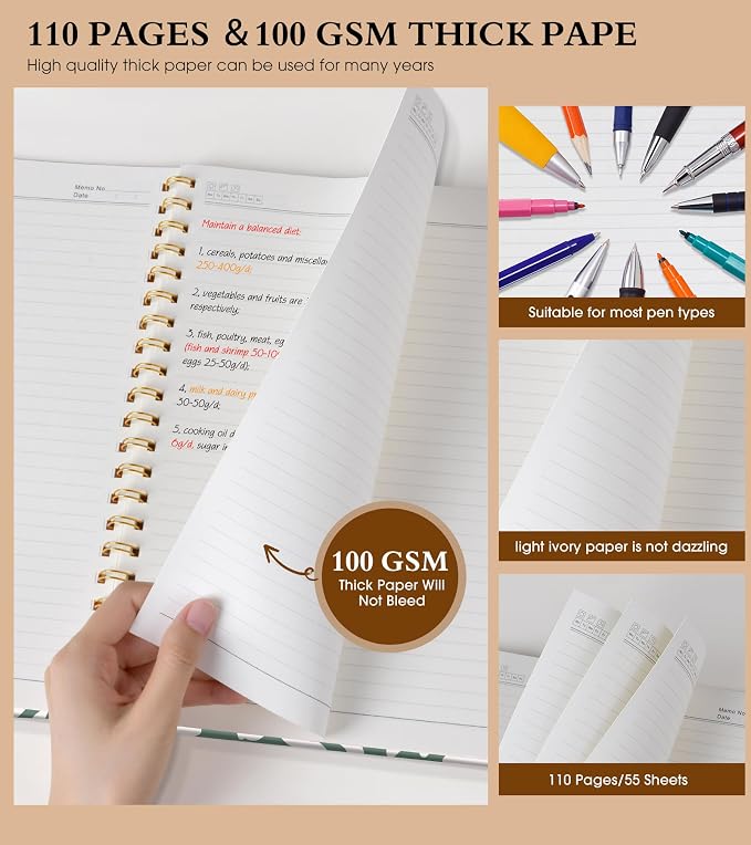 Spiral Notebook Journal 8.5” x 11”, A4 Large Notebooks for Women Men, College Ruled Lined Journal, 100 GSM Paper, Hardcover Spiral Bound Journals for Work School Note Taking Business, Field of Daisies