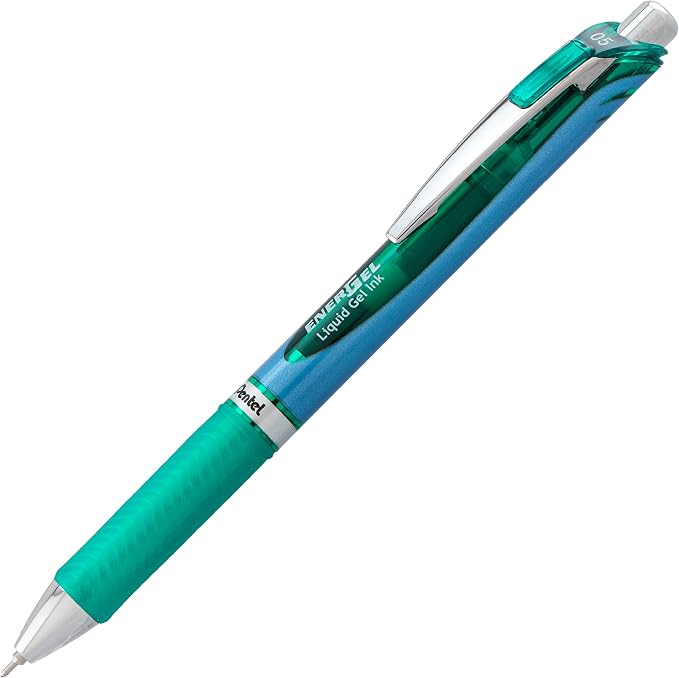 Pentel EnerGel RTX Retractable Liquid Gel Pen, (0.5mm), Fine Line, Metal Tip, Assorted Ink Colors, Pack of 5 (BLN75BP5M)