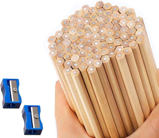 Hexagonal HB Wooden pencils, 30 natural wood grain pencils, Writing stationery(unpainted)