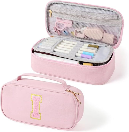 YOOLIFE Cute Pencil Case for Girls, Pink Pencil Pouch Bag, Aesthetic Pen Pouch School Supplies for Teen Girls, I (Pink)