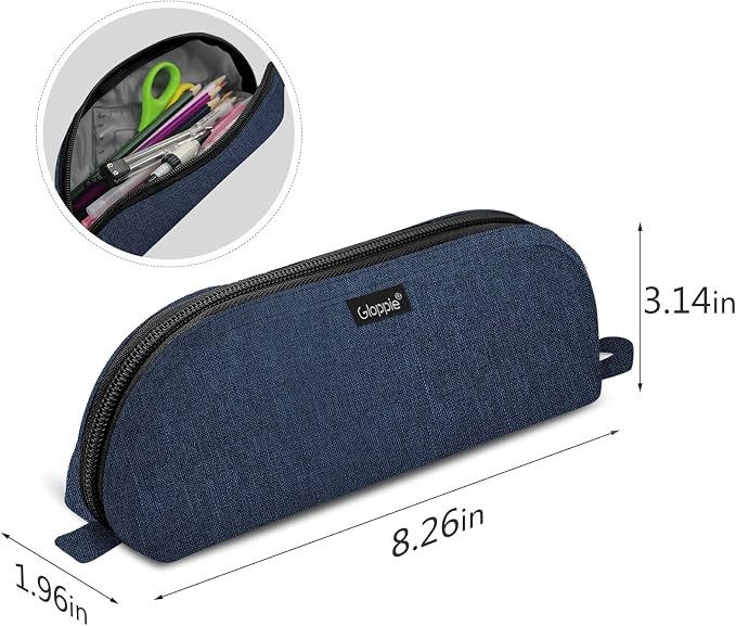 Gloppie Pencil Pouch - Practical Pencil Case, Aesthetic Simple Pencil Bag, Small Pen Holder, Back to School Supplies for Girls Boys, Blue