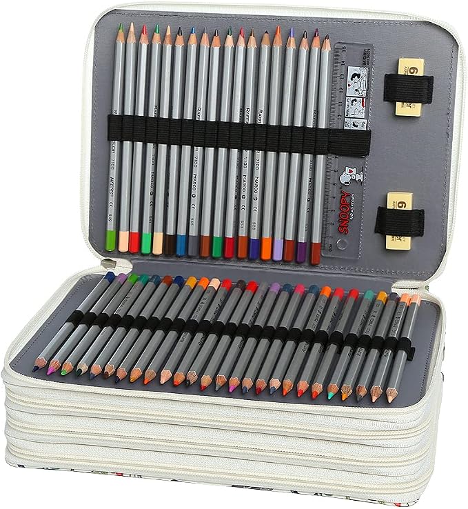 200 Slots Colored Pencil Case Organizer 4-Layer Zipper Bag | Portable Art Supply Organizer, Twill Oxford fabric Large Capacity Colored Pencil Case with Handle for 200 Watercolor Pencils