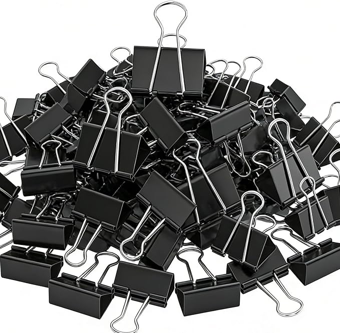 200 Count Binder Clips Assorted Sizes, 4 Sizes Large, Medium, Small, Mini, Metal Paper Clamps, Bulk Black Clips Office Supplies (1 1/4", 1", 3/4", 1/2 Inch) KKEETUR