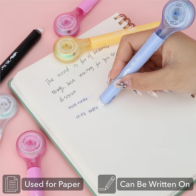 Mr. Pen- Correction Tape Pen, 10 Pack, 0.2" x 293", Bright Colors | Correctional Tape, Push-Pull Protective Cover, Pen Style Applicator for Quick Corrections, Office and School Supplies