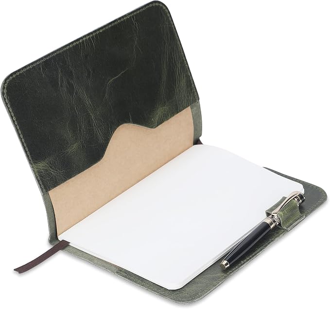 A5 Leather journal cover, Refillable Journal Cover for Large and Medium A5, Leather Handmade Notebook Cover, 9 x 6 Inches Leather Bound Journal (Green)