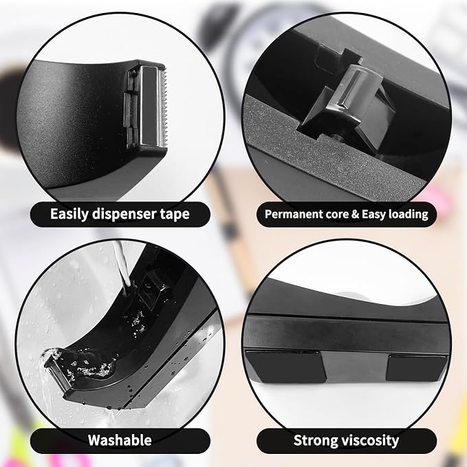 10 Pack Black Desktop Tape Dispensers Bulk Tape Roll Dispenser Non Skid Base Desk Tape Holder for Office Home School (No Tape Included)